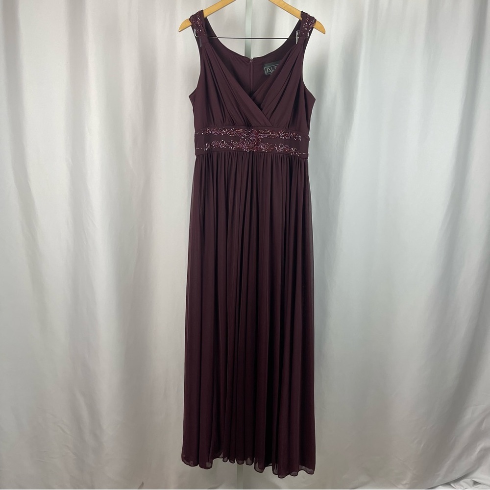 Alex Evenings Size 16  Burgundy Maxi Dress Mother Of The Bride Groom Prom